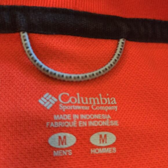 Columbia OS Oregon State Men's Medium Short Sleeve Shirt Neon Orange Mesh Sport - Picture 3 of 7